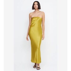 Bec & Bridge Moon Dance Strapless Dress Olive Oil Size 2